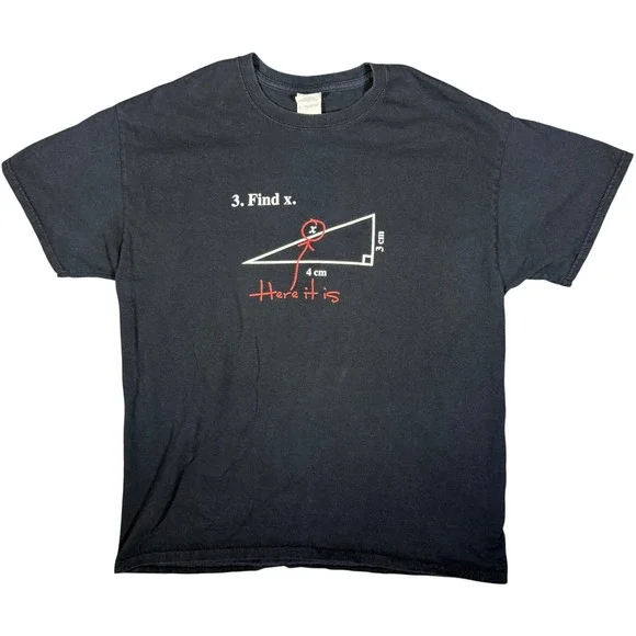 Vintage Find X Math Problem Funny Graphic Print Black T-Shirt Large - Picture 1 of 5